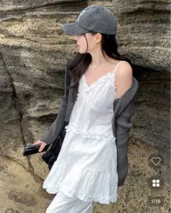 nugu フリルレイヤードワンピース