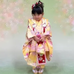 今だけ特別 大幅値下げ フルセット 七五三着物 三歳祝着(黄色小花柄)