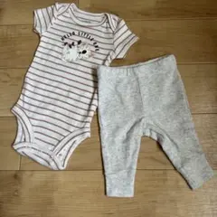 Carter's 新生児 ストライプロンパースとパンツセット