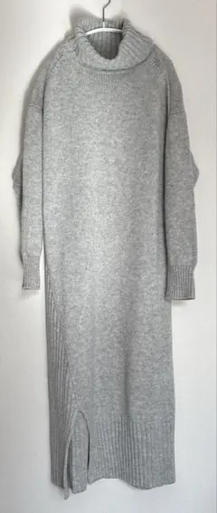SHIPS ライトグレー タートルネック ニットワンピース