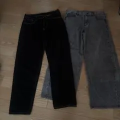 デニムパンツ ブラック グレー 2点セットXXL
