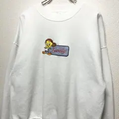 【珍品】90s トゥイーティー Tweety 刺繍デザインスウェット アメリカ製