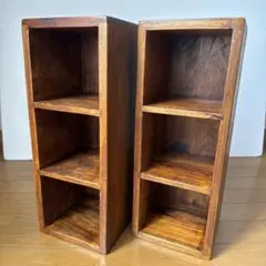 木製 3段収納ボックス ブラウン