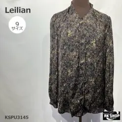 Leilian レリアン 総柄 ボウタイブラウス シャツ 比翼 前開き 9 Mのサムネイル