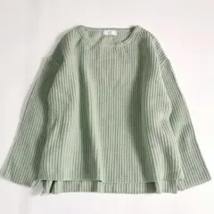 23aw【美品✨】スローブイエナ 畦編みニット ゆったり ウール混 グリーン
