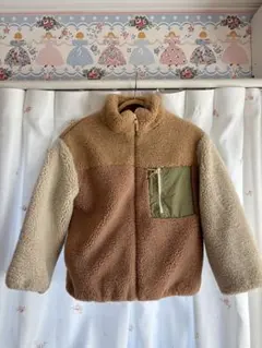 ZARA KIDS ボア フリースジャケット 9歳134 ベージュ ネオンピンク