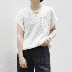 SHIPS シップス アイレットスキッパー レースアップ フレンチ サマーニットのサムネイル