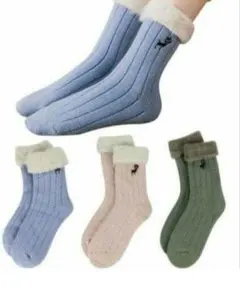 レディース ソックス もこもこ靴下 暖かい 冬用 可愛い３点セット