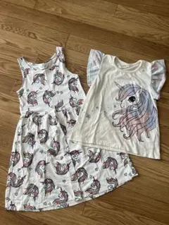 西松屋　Ｈ＆Ｍ　ユニコーン　ワンピ　トップス　２枚セット120cm 女の子