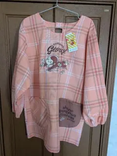 新品　おさるのジョージ　Curious George 割烹着 チェック柄　M-Lのサムネイル