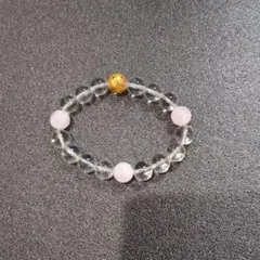 水晶・ローズクォーツ ビーズブレスレット