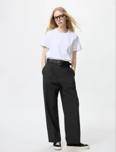 【さく様専用】ユニクロ　タックワイドパンツ　M 黒　ブラック