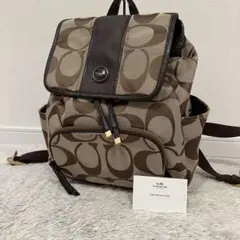 COACH シグネチャー リュック キャンバス ベージュ コーチ F13 - メルカリ