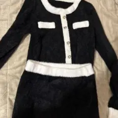 ファー黒と白 セットアップ