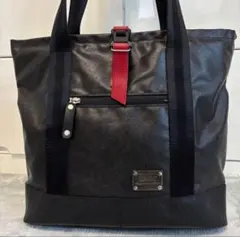 SEAL × 森野帆布　トートバッグ　黒×赤　コラボ　肩掛可　レザー　タイヤ