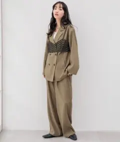 タグ付✨ホップサックジャケット&美品✨タックワイドンツ セットアップ完売カラー