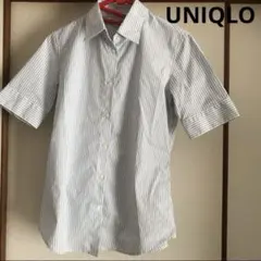 UNIQLOユニクロ　ストライプ 水色半袖シャツ　仕事着　スーツ