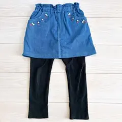 petit main プティマイン　レギンス付きスカート　イチゴ刺繍