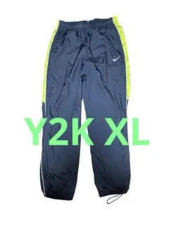 Nike ナイキ XL y2k トラックパンツ ネイビー/ライム