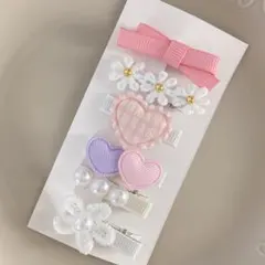 No.65♡ 6点セット　ベビークリップ　ヘアクリップ　ヘアピン　ピンクチェック