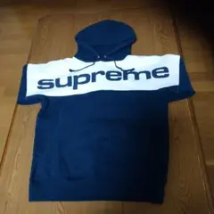 Supreme フード付きパーカー ネイビー/ホワイト最安値早い者勝ち美品