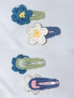 ハンドメイド　子ども　花モチーフヘアクリップ ２個セット