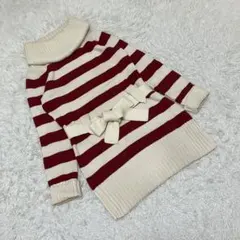 TOMMY HILFIGER 長袖ニットチュニック　タートルネック　赤　白　M