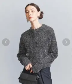 BEAUTY&YOUTH ラメ クルーネック ショートカーディガン ニット