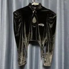 lilLilly ベロア ショート トップス blackのサムネイル