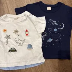 petit main 恐竜　宇宙デザイン Tシャツ