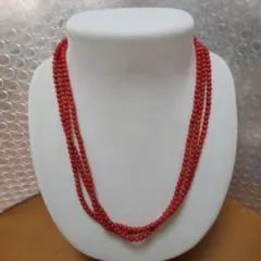 天然珊瑚(3.5〜3.7mm)3連ネックレス