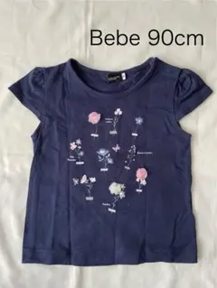 Bebe ベベ 花柄Tシャツ 90cm ネイビー 紺色 トップス 半袖