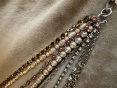 マテリアル　多層　チェーン　ベルト　ネックレス Mチャーム付き　パーツ