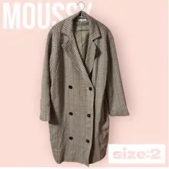 MOUSSY チェック柄 ダブルブレスト ロングコート サイズ2