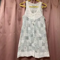 ワンピース　コットン　パッチワーク　小花柄　水色　レースのサムネイル