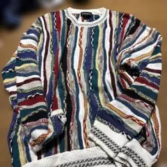 COOGI 風CONTE di MILANO マルチカラーストライプニット