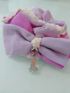 シフォン製紫ピンクヘアアクセサリー