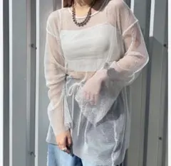 【PAGEBOY】メッシュ 長袖 トップス ホワイト Fのサムネイル