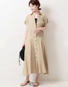 Spick & Span リネン シャツワンピース 36 半袖 フレンチスリーブのサムネイル