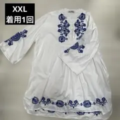 ZARA ホワイト刺繍チュニック ワンピース　XXL 大きいサイズ