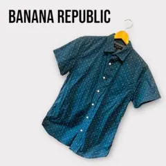 BANANA REPUBLIC 半袖シャツ S ダークブルー 小花柄 メンズのサムネイル