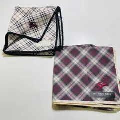 バーバリー　ハンカチ　新品未使用保管品　ノバチェック　ロゴ刺繍　2枚セット