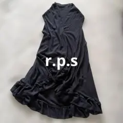 r.p.s ブラック ノースリーブ ロングベスト ジレ フリル