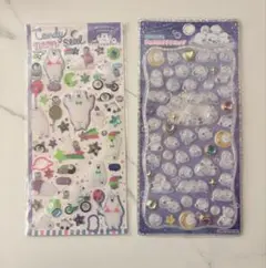 ジュエルプチドロップ ストーンつき シマエナガ 立体シール　しろくまシール