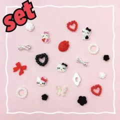 ネイルパーツ　♡ハローキティ　レッド×ブラックセット♡