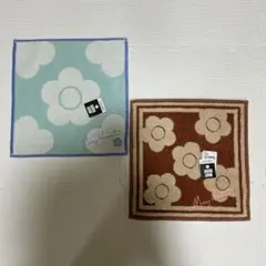 マリークワント　タオルハンカチ　2枚　水色&ブラウン