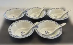 橘吉　花柄八角形食器セット 5個