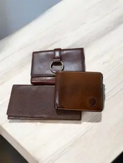 【３個まとめ売り】ブラウンレザー 財布　中古