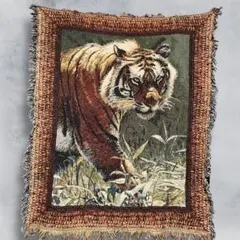 BOZM アニマル ラグ 古着 虎 動物 タイガー ネコ科 ブランケット 絨毯