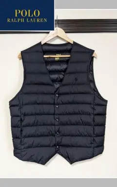 ラルフローレン】ダウンベスト ラムレザー 本革 ダブルジップ 黒（9